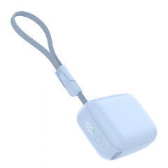 Compact 22.5W Semi-Solid State Power Bank 5000mAh with Built-in Cable & Digital Display.