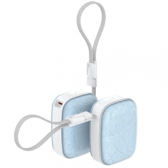 Palm-Sized Cube Design Semi-Solid State Power Bank｜Built-in USB-C Cable & Digital Display, 22.5W Max Output.