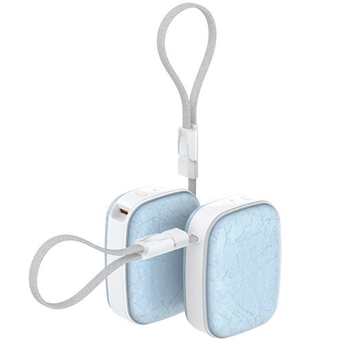 Palm-Sized Cube Design Semi-Solid State Power Bank｜Built-in USB-C Cable & Digital Display, 22.5W Max Output.